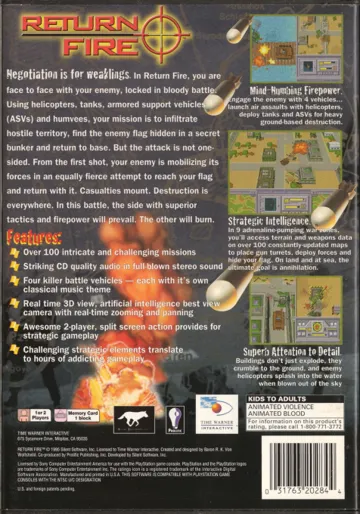 Return Fire (US) box cover back